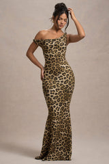 Lita | Leopard Print Twisted Asymmetric Maxi Dress