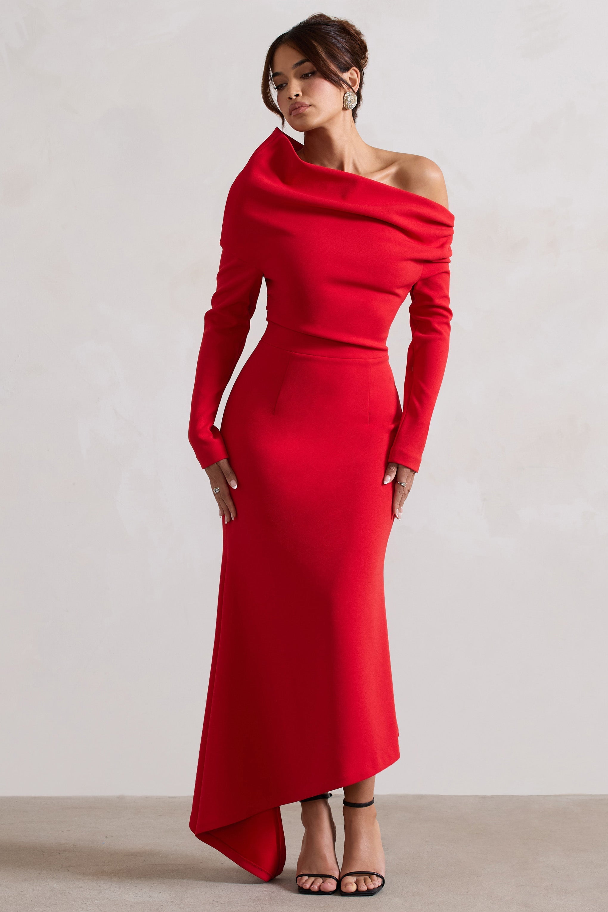 Lou | Red One-Shoulder Asymmetric Maxi Dress