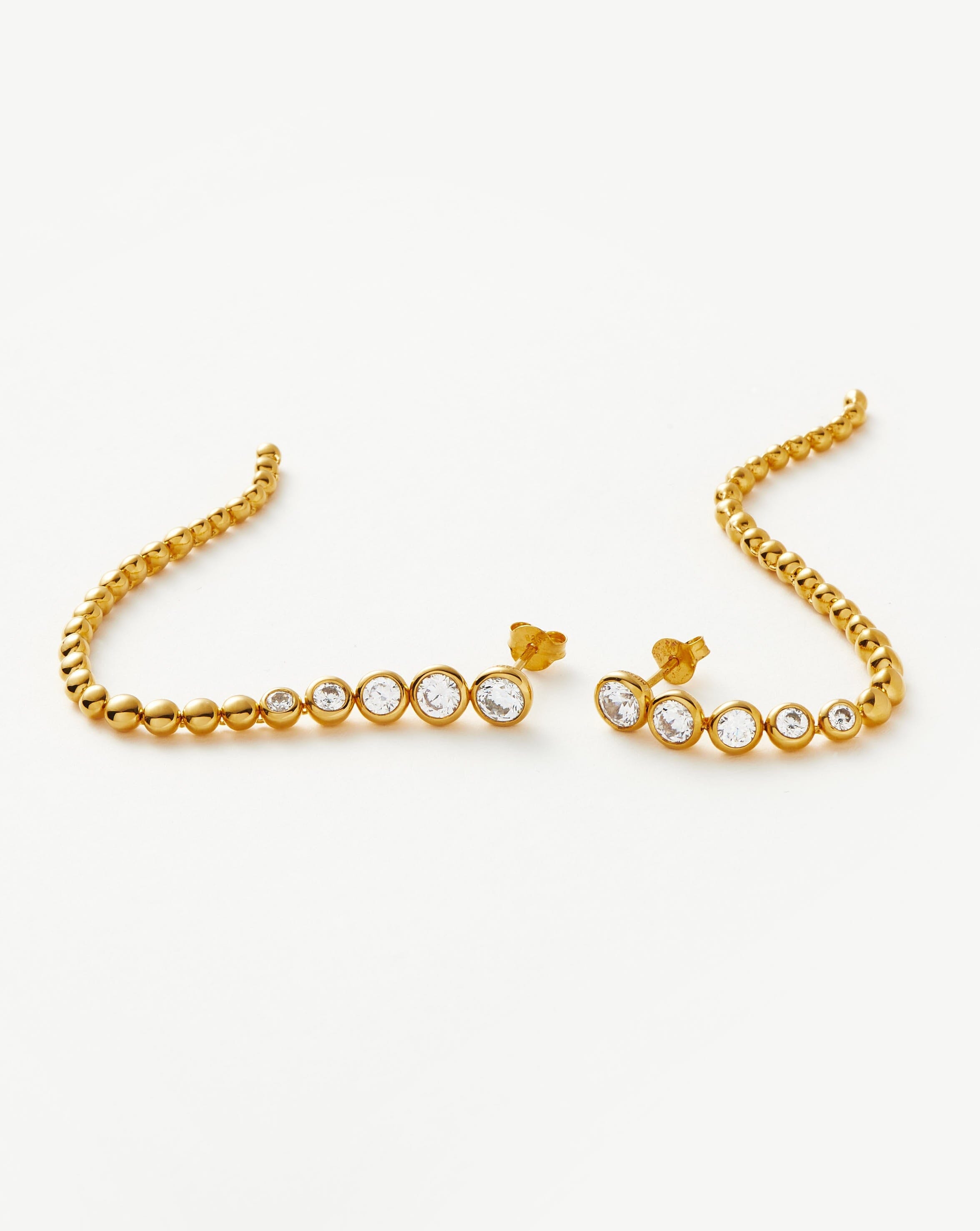 Tennis Beaded Stone Extra Long Drop Earrings | 18k Gold Vermeil/Cubic Zirconia