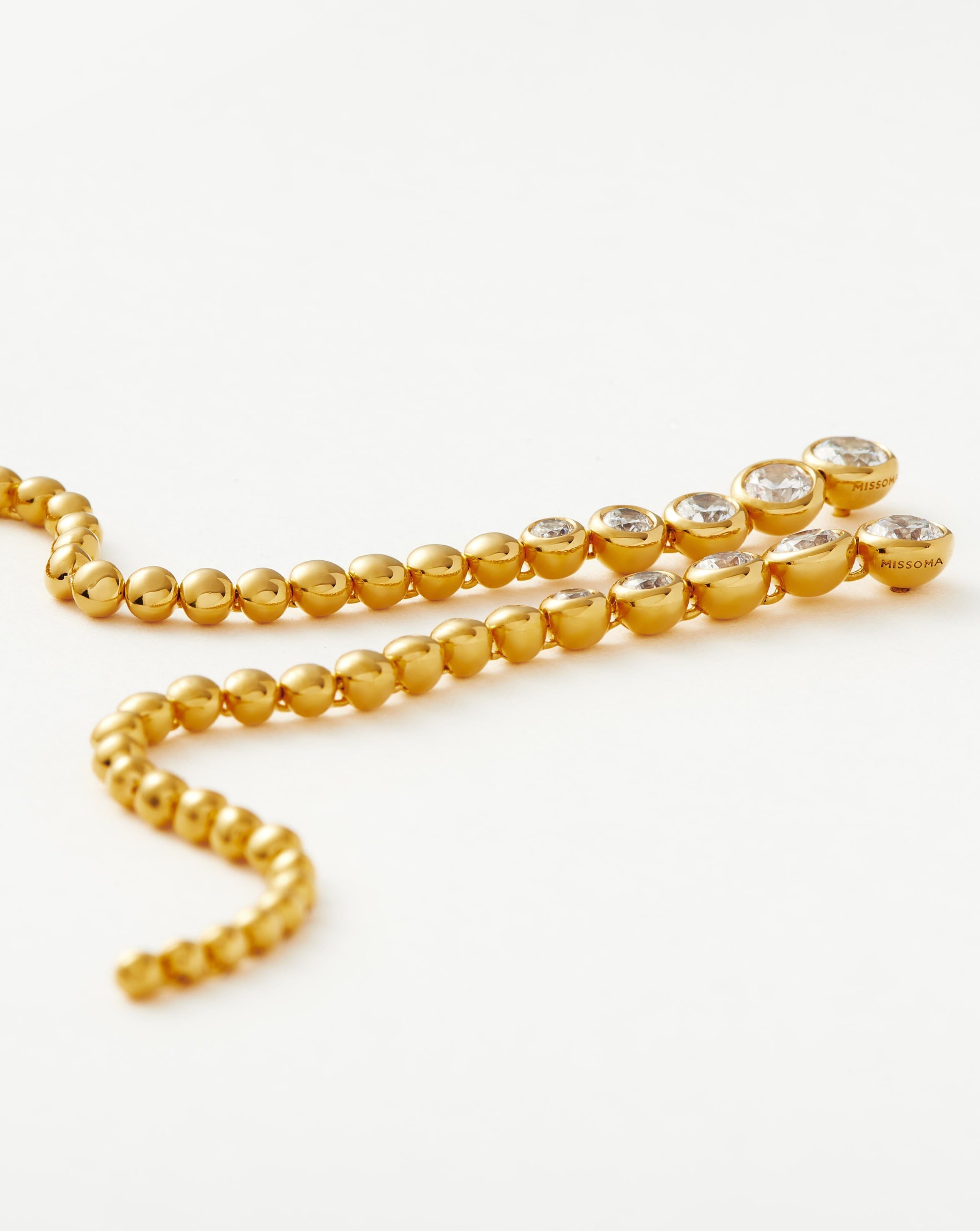 Tennis Beaded Stone Extra Long Drop Earrings | 18k Gold Vermeil/Cubic Zirconia