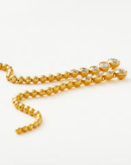 Tennis Beaded Stone Extra Long Drop Earrings | 18k Gold Vermeil/Cubic Zirconia