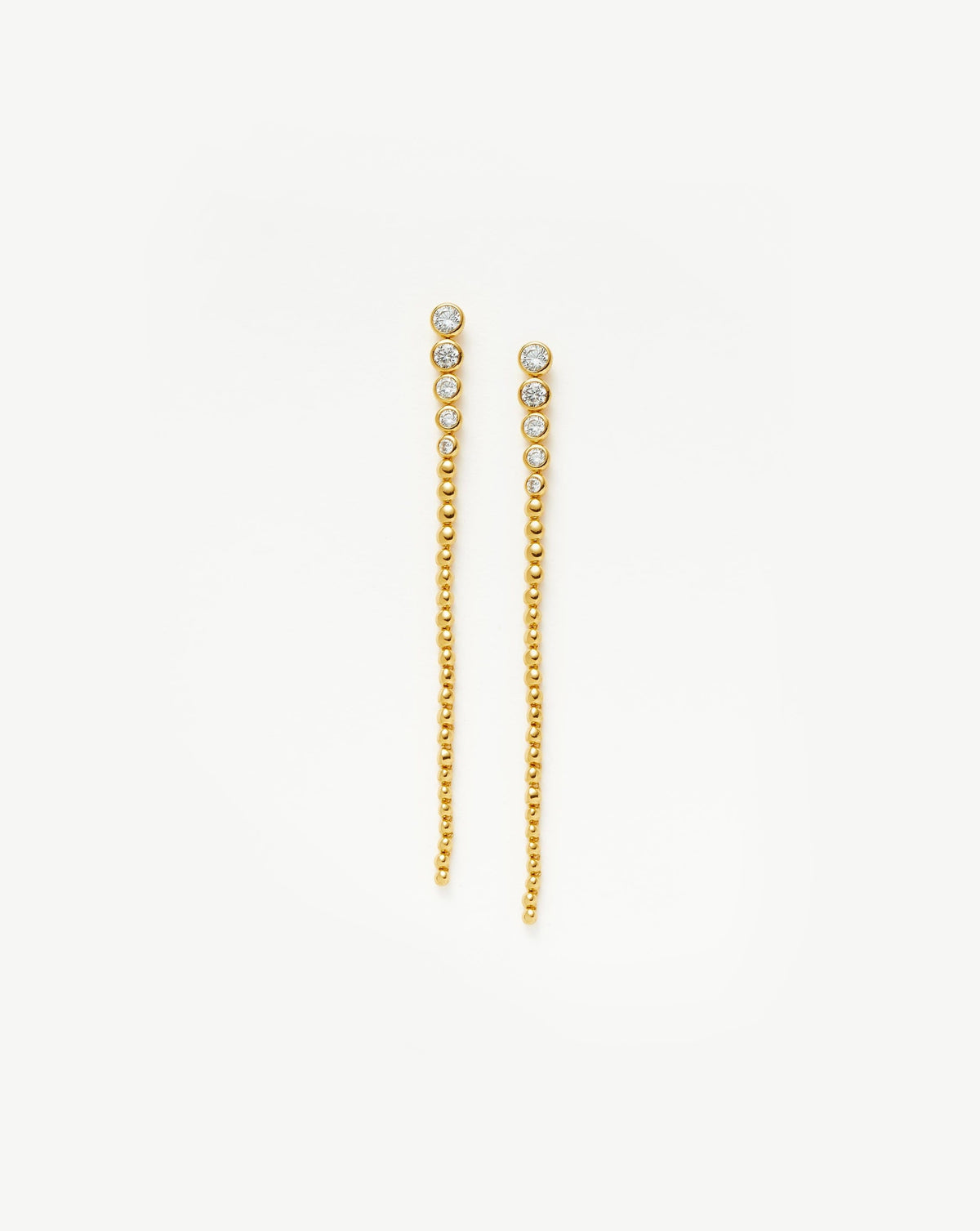 Tennis Beaded Stone Extra Long Drop Earrings | 18k Gold Vermeil/Cubic Zirconia