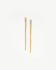 Tennis Beaded Stone Extra Long Drop Earrings | 18k Gold Vermeil/Cubic Zirconia