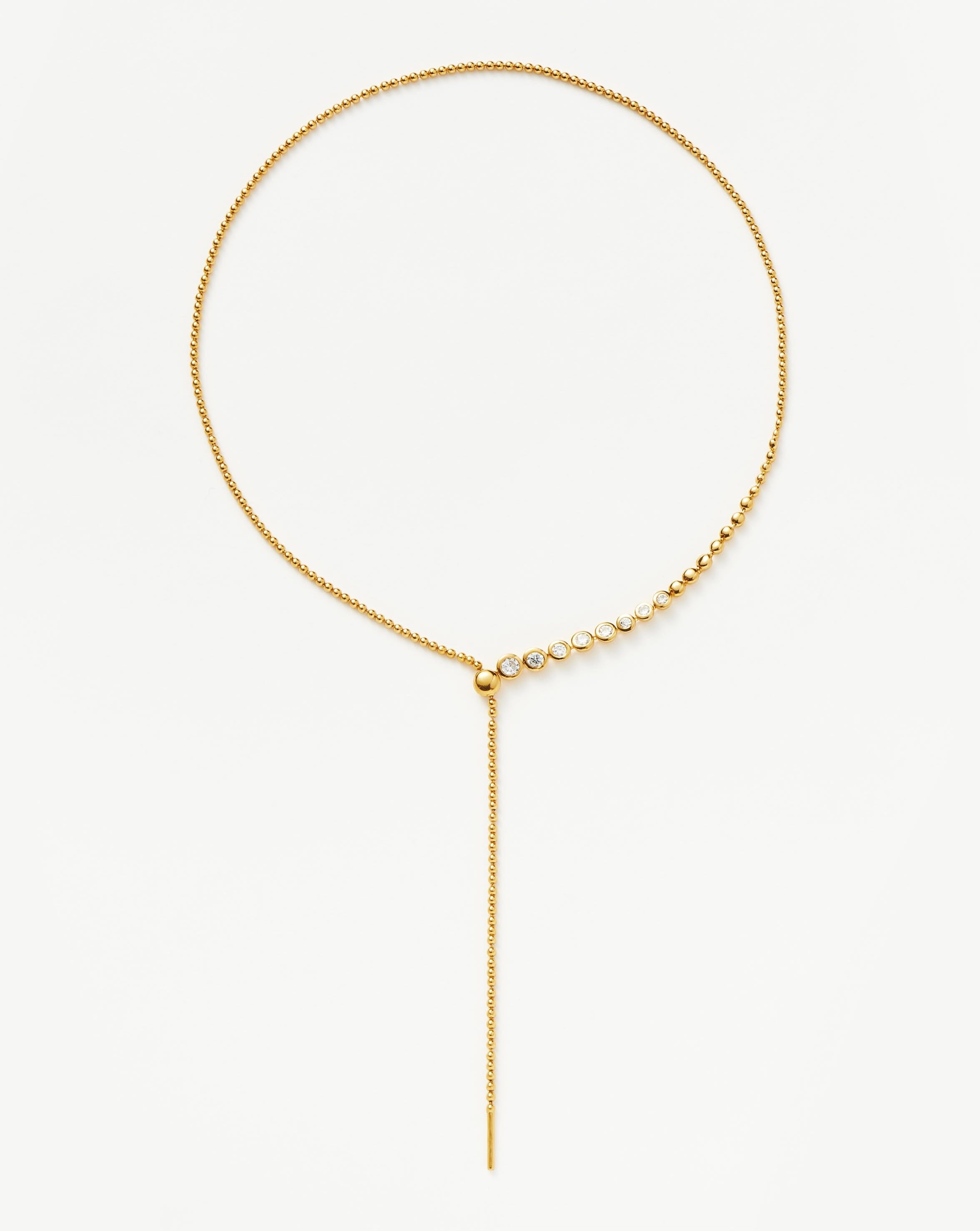 Beaded Stone Slider Lariat Necklace | 18k Gold Vermeil/Cubic Zirconia