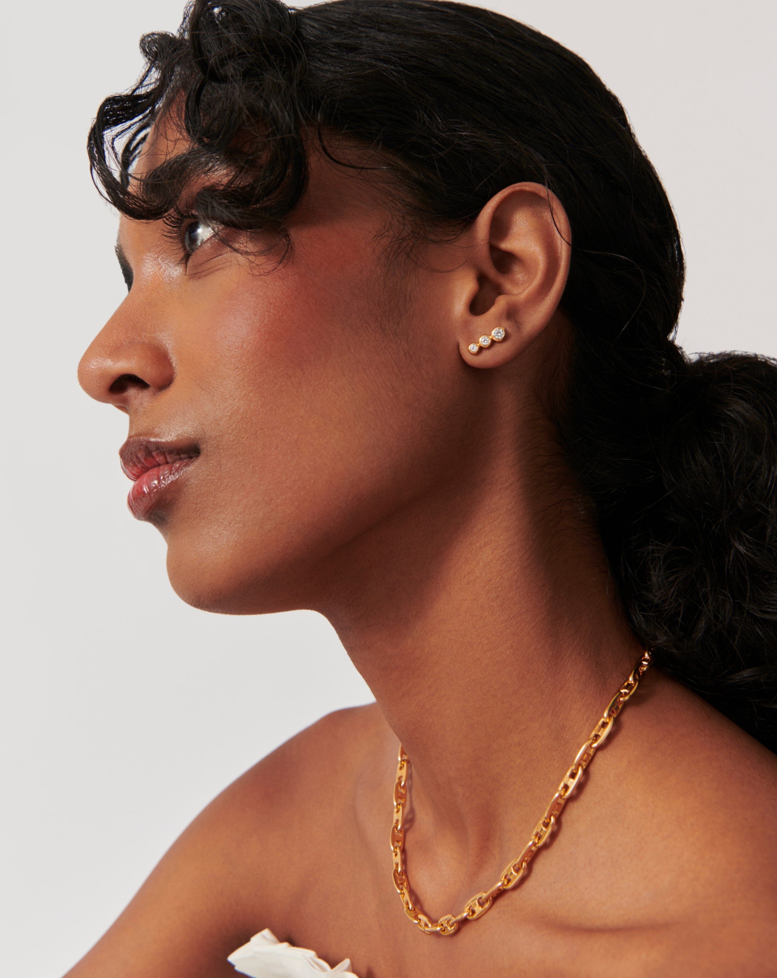 Triple Stone Stud Earrings | 18k Gold Vermeil/Cubic Zirconia