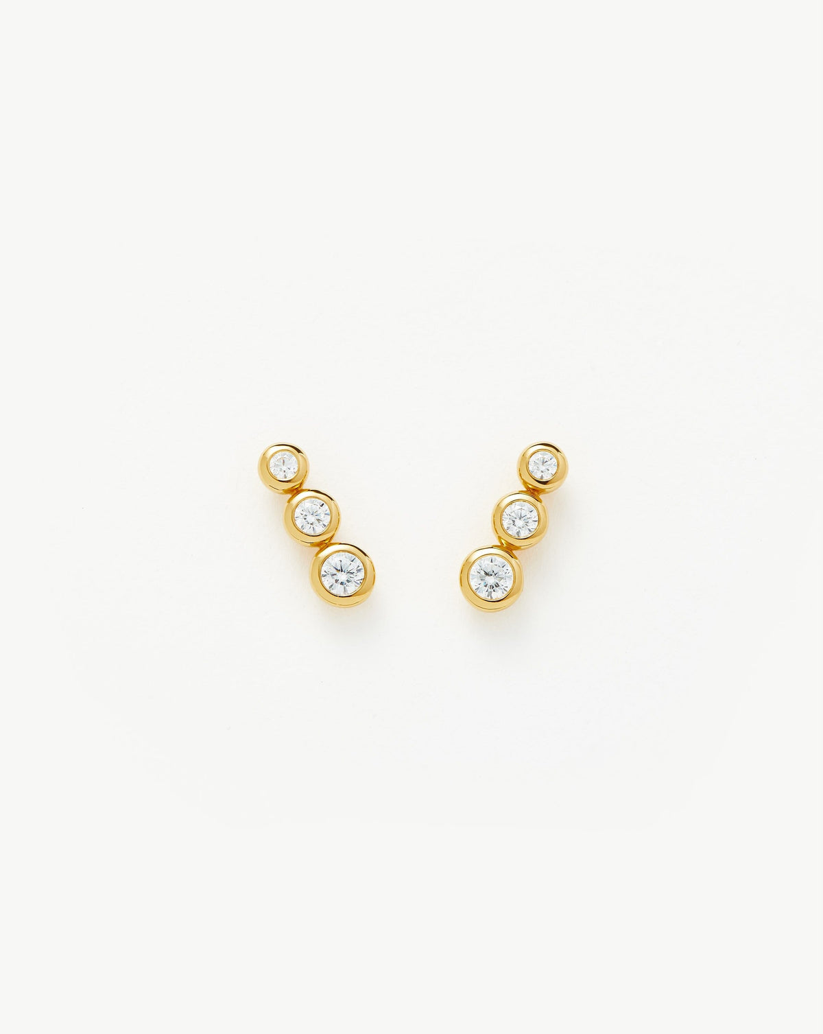 Triple Stone Stud Earrings | 18k Gold Vermeil/Cubic Zirconia