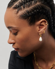 Baroque Pearl Drop Tunnel Mini Hoop Earrings | 18k Gold Vermeil/Pearl