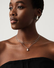 Baroque Pearl Twisted Chain Necklace | Sterling Silver/Freshwater Baroque Pearl