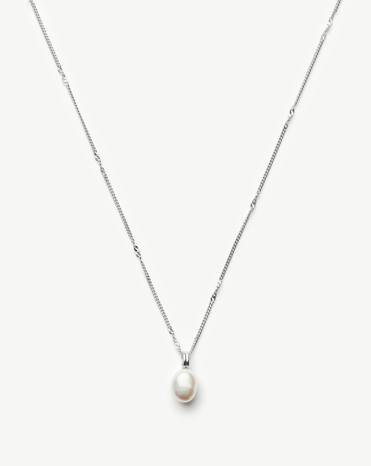 Baroque Pearl Twisted Chain Necklace | Sterling Silver/Freshwater Baroque Pearl