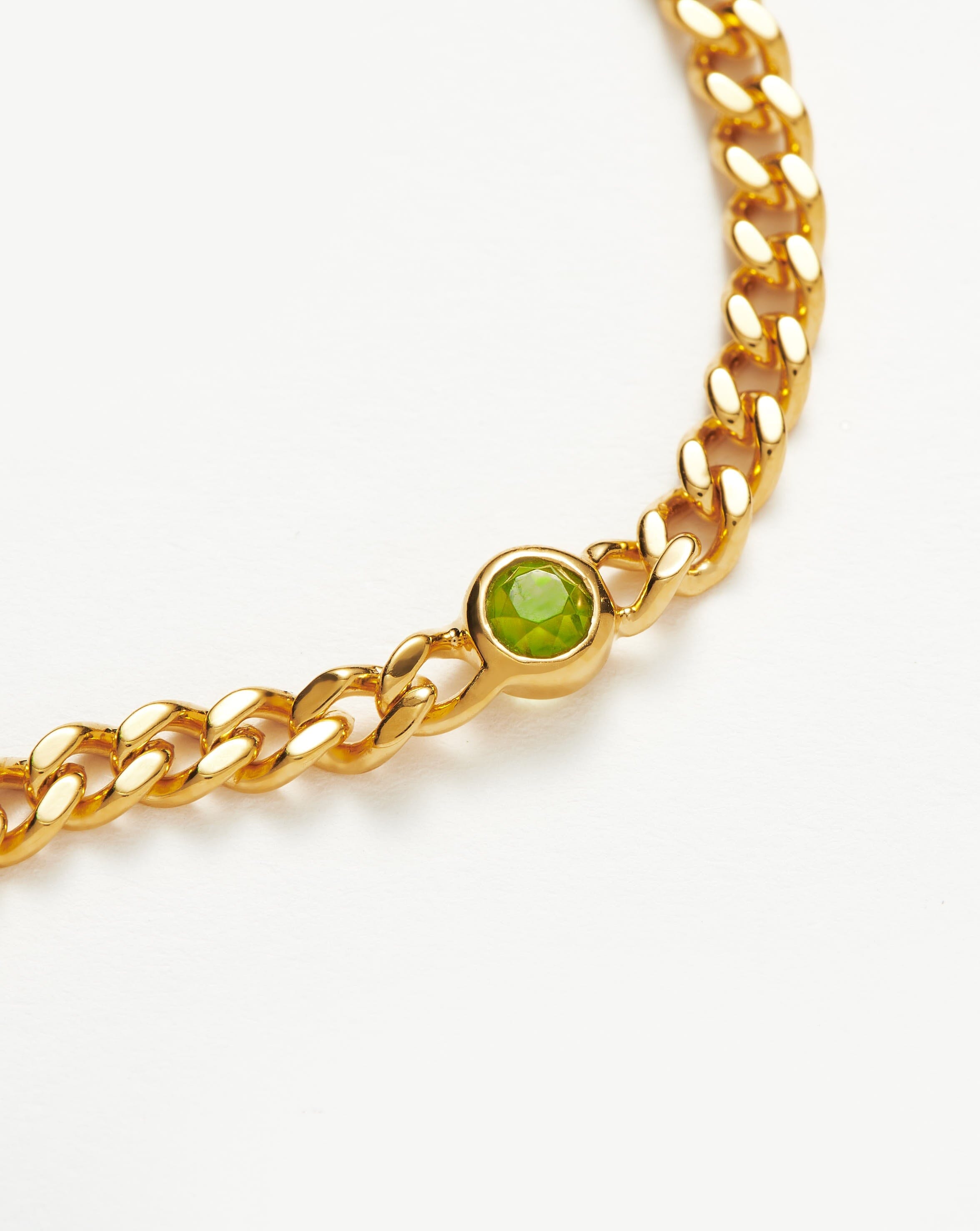 August Birthstone Chain Bracelet | 18k Gold Plated Vermeil/Peridot