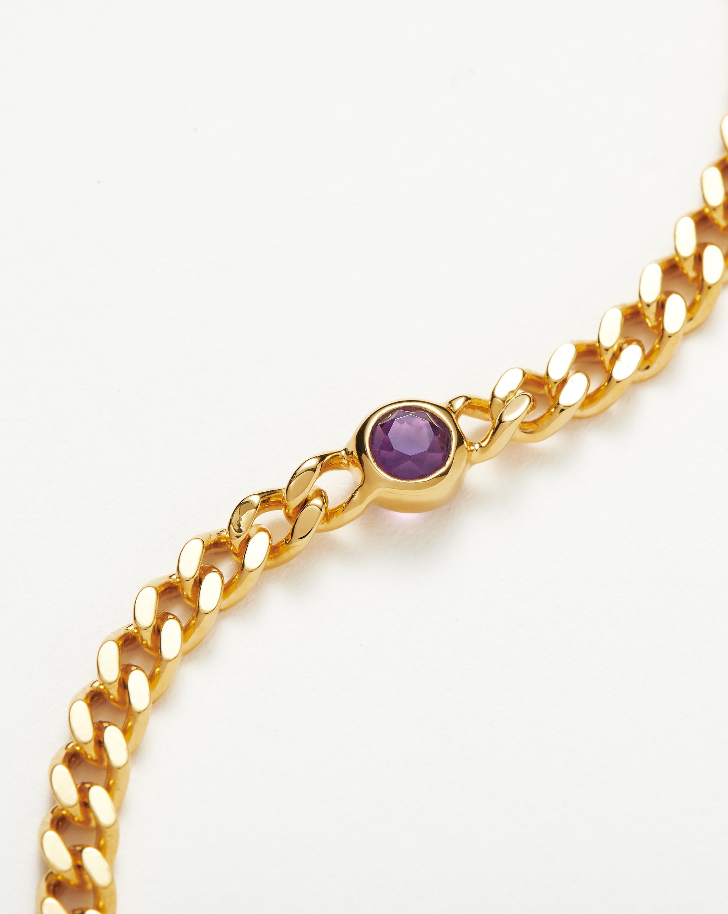 February Birthstone Chain Bracelet | 18k Gold Plated Vermeil/Amethyst