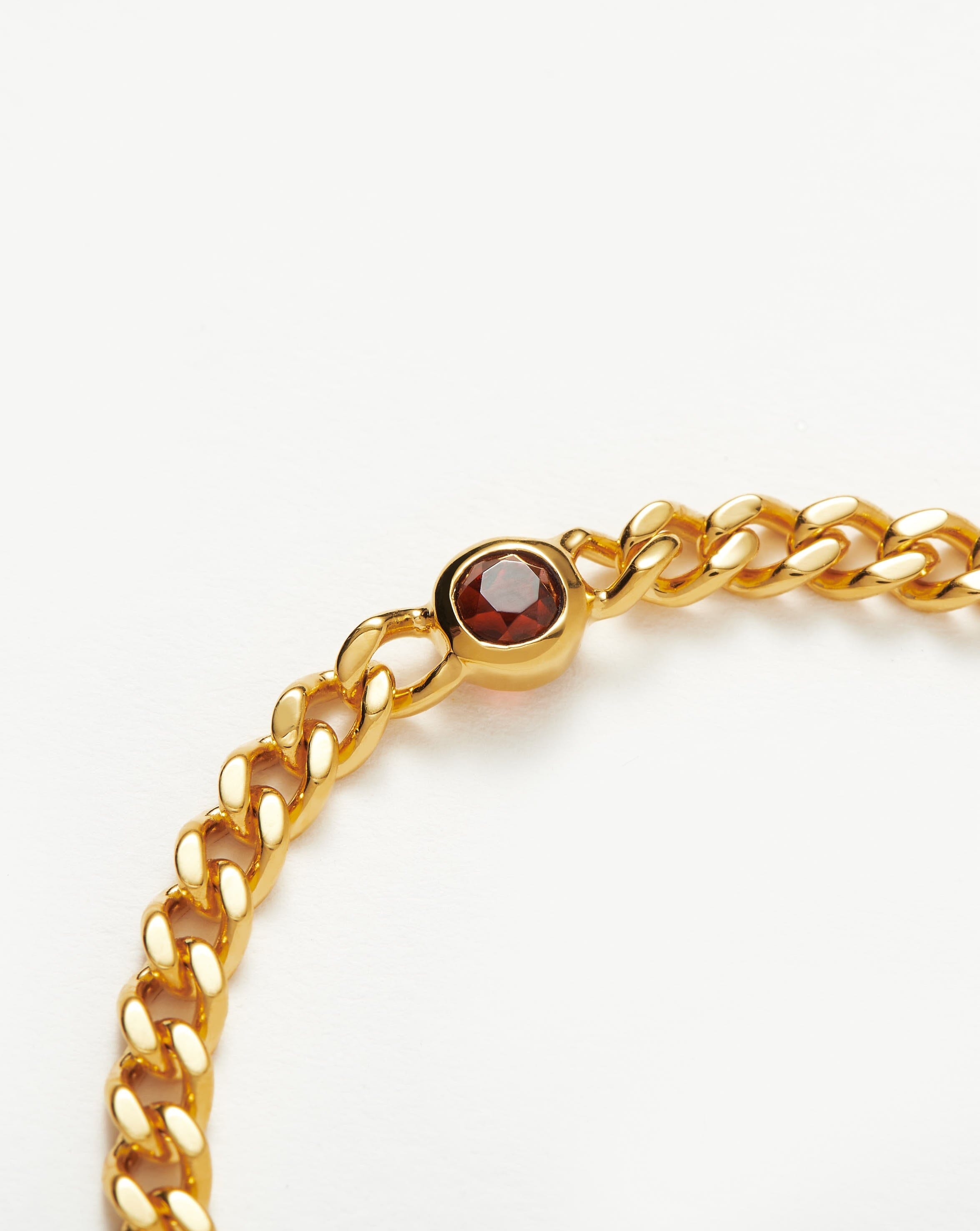 January Birthstone Chain Bracelet | 18k Gold Plated Vermeil/Garnet