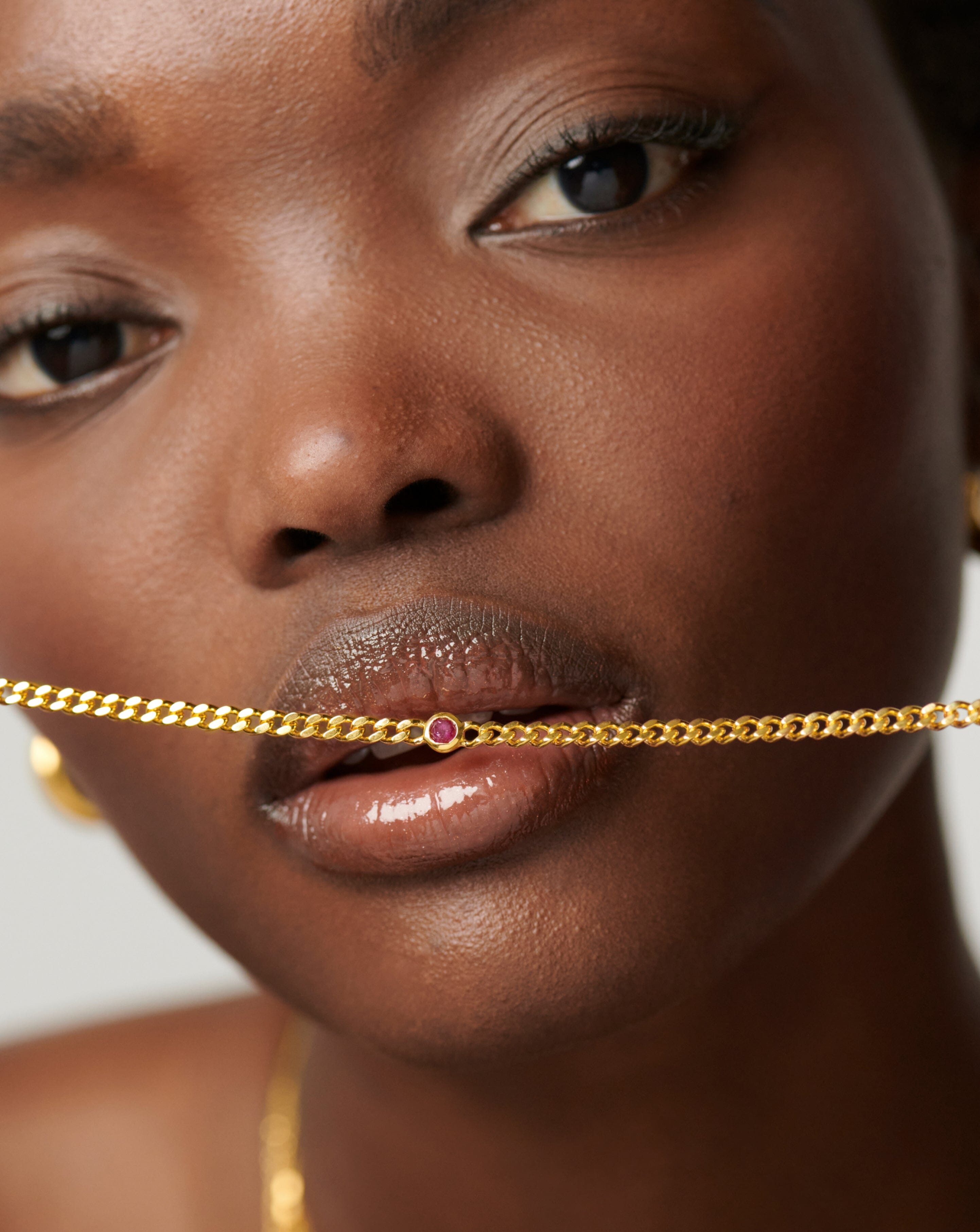 July Birthstone Chain Bracelet | 18k Gold Plated Vermeil/Ruby