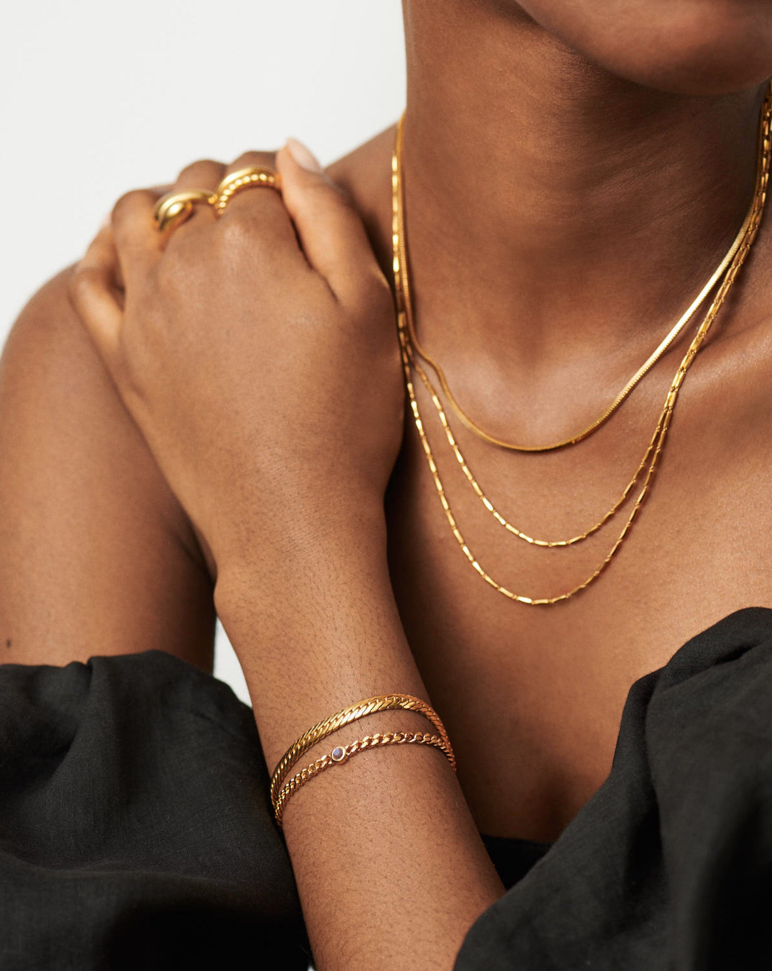 June Birthstone Chain Bracelet | 18k Gold Plated Vermeil/Rainbow Moonstone