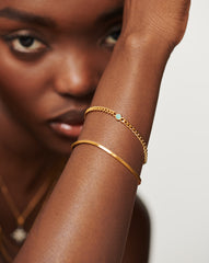 March Birthstone Chain Bracelet | 18k Gold Plated Vermeil/Aqua Chalcedony