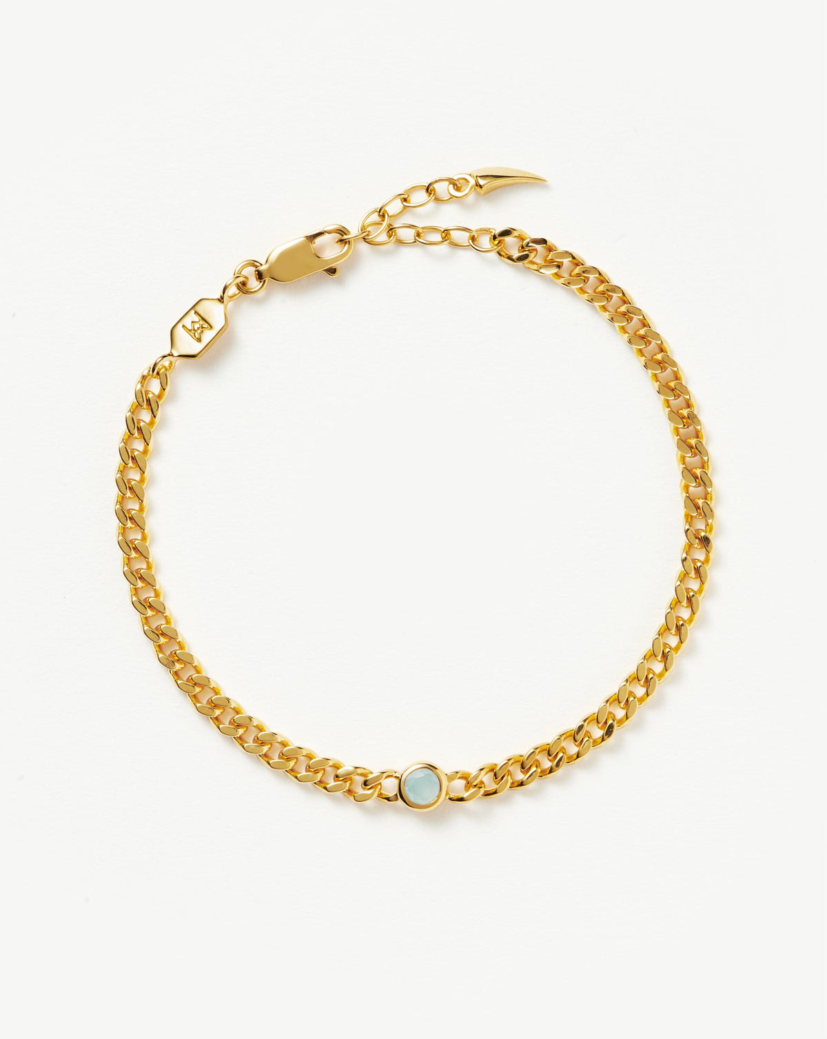 March Birthstone Chain Bracelet | 18k Gold Plated Vermeil/Aqua Chalcedony