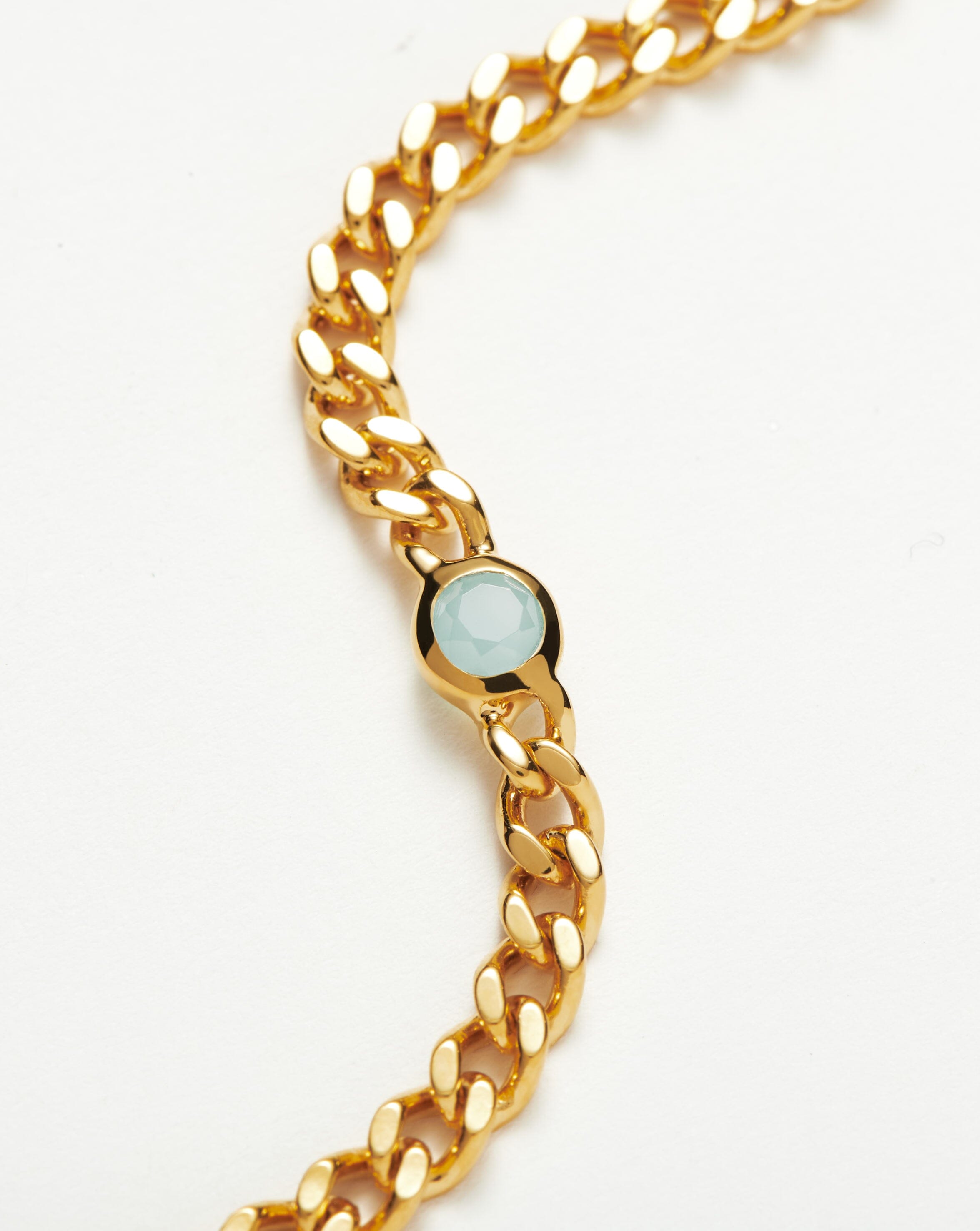 March Birthstone Chain Bracelet | 18k Gold Plated Vermeil/Aqua Chalcedony