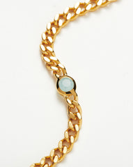 March Birthstone Chain Bracelet | 18k Gold Plated Vermeil/Aqua Chalcedony