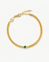 May Birthstone Chain Bracelet | 18k Gold Plated Vermeil/Dyed Green Chalcedony