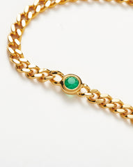 May Birthstone Chain Bracelet | 18k Gold Plated Vermeil/Dyed Green Chalcedony