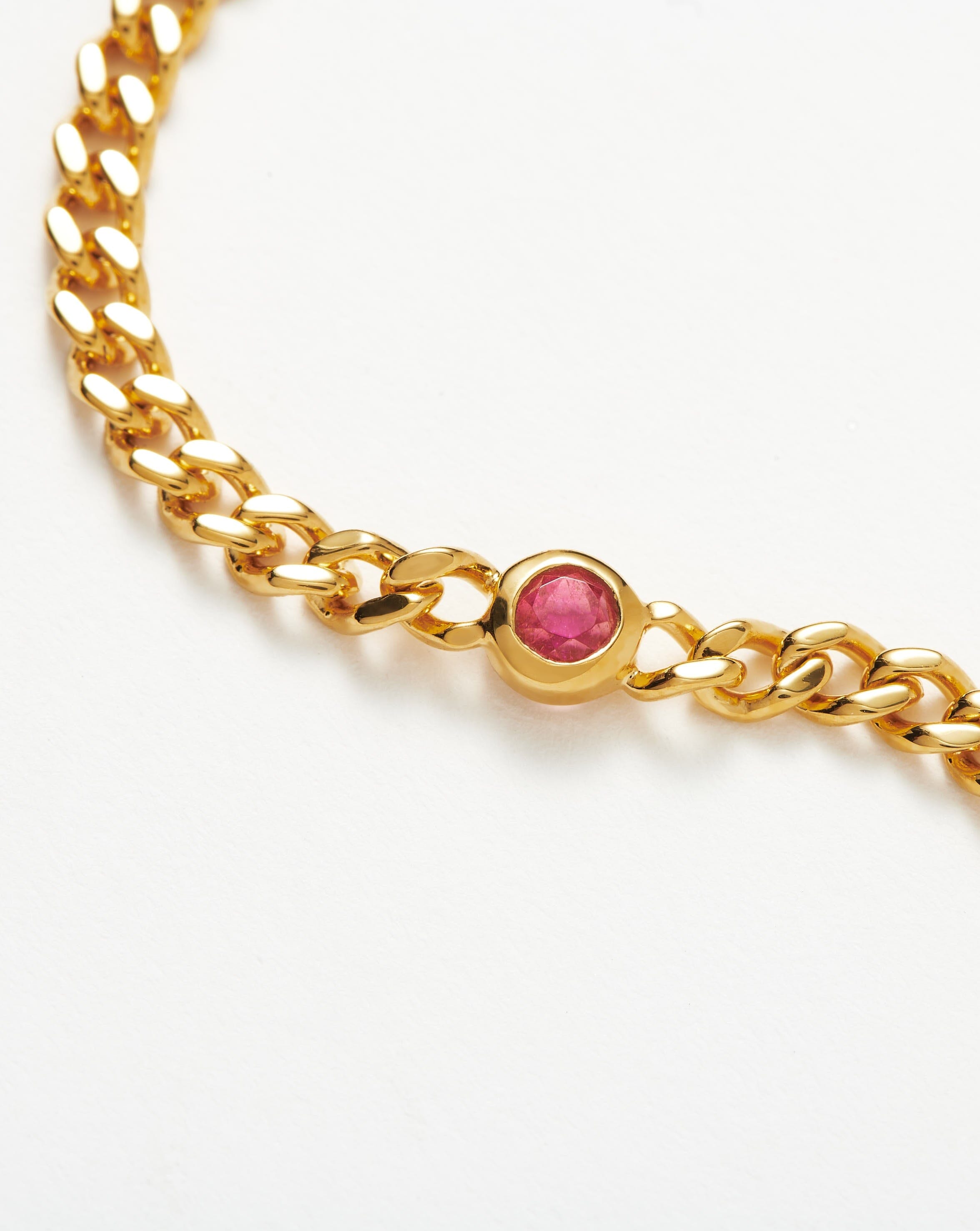October Birthstone Chain Bracelet | 18k Gold Plated Vermeil/Pink Tourmaline