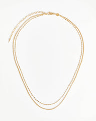Box Link Double Chain Necklace | 18k Gold Vermeil