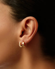 Chubby & Gemstone Huggies Set | 18k Gold Plated Vermeil / Pearl