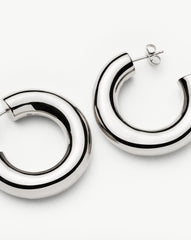 Chubby Large Hoop Earrings | Silver Plated