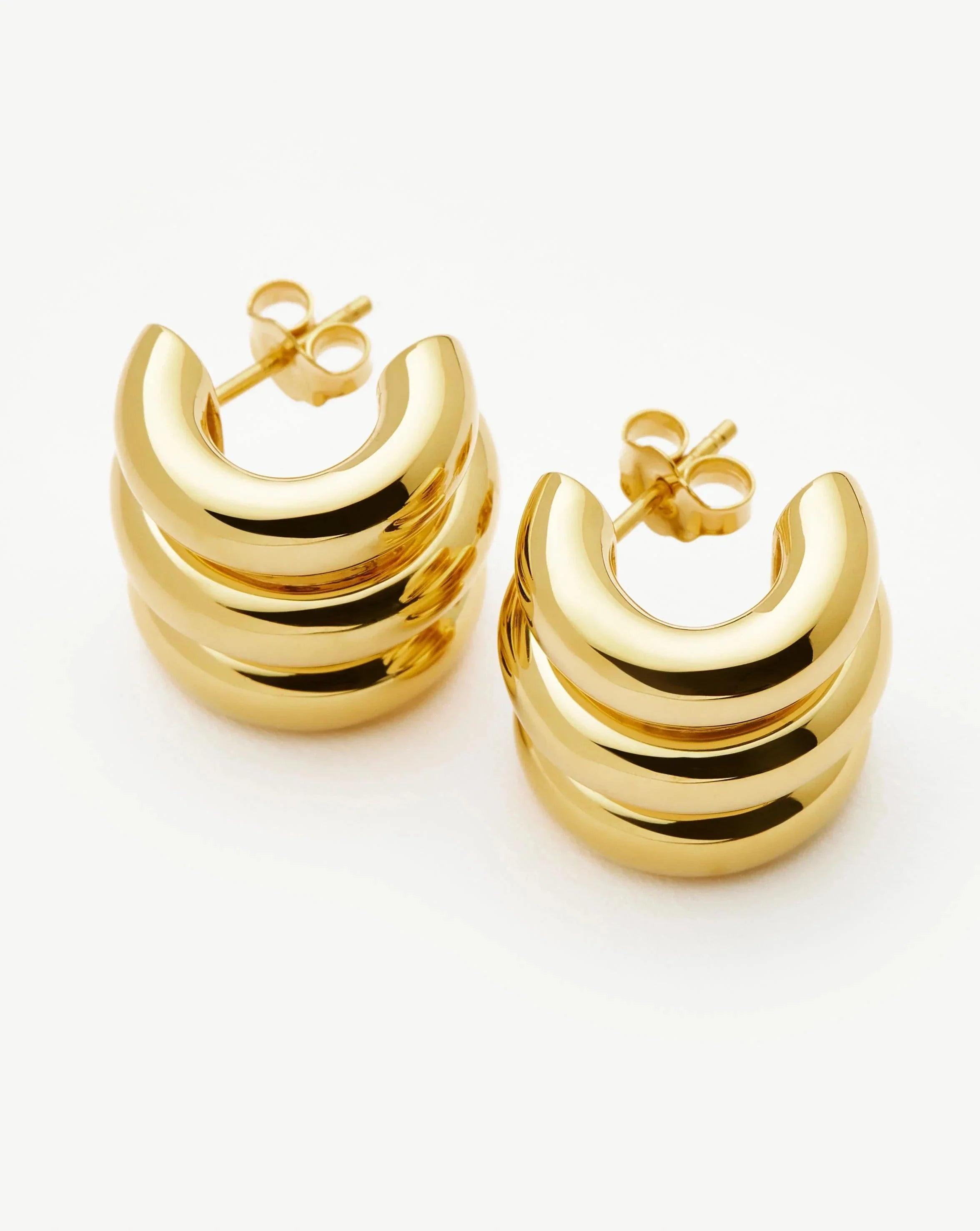 Chubby Triple Small Hoop Earrings | 18k Gold Plated