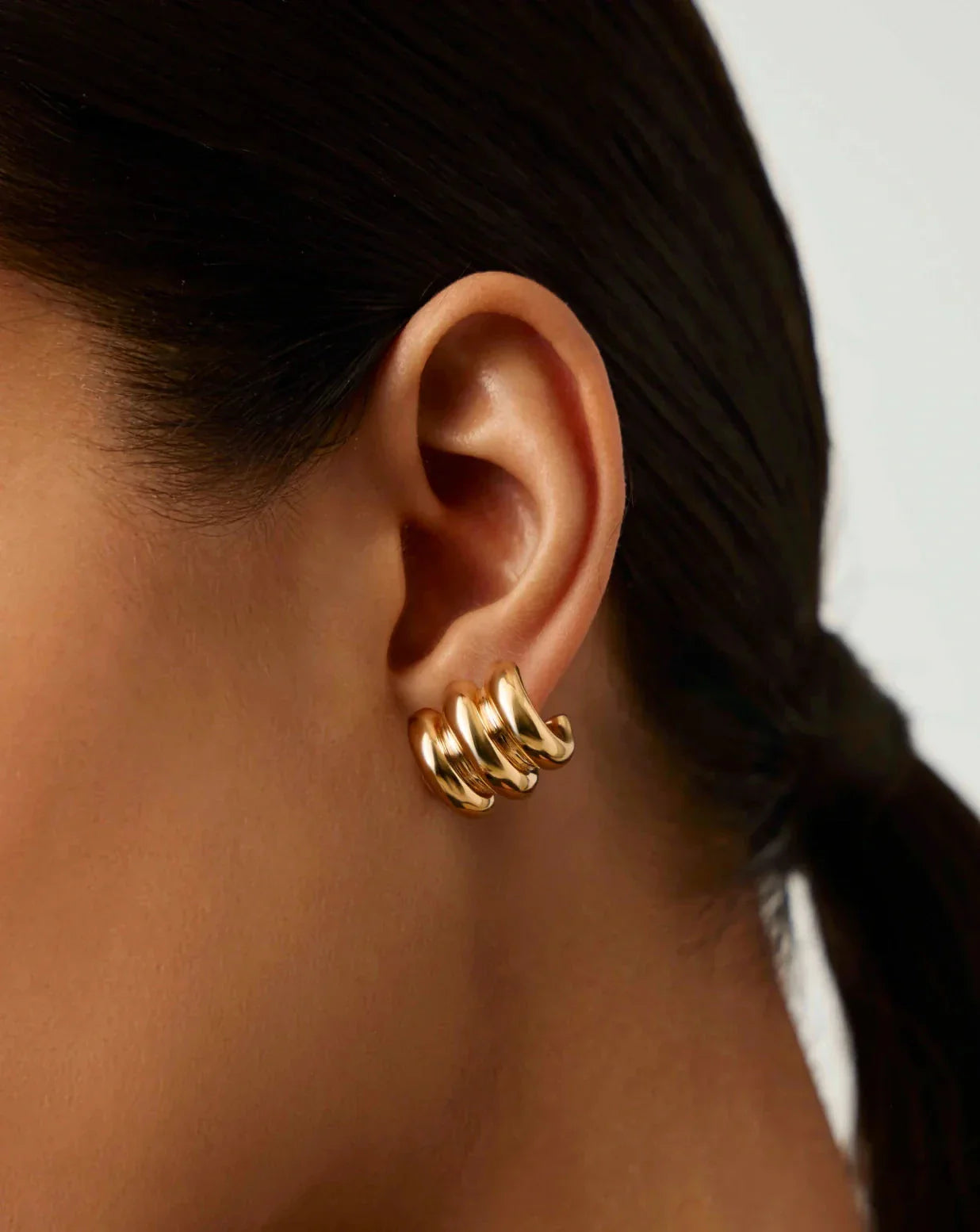 Chubby Triple Small Hoop Earrings | 18k Gold Plated