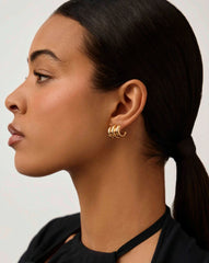 Chubby Triple Small Hoop Earrings | 18k Gold Plated