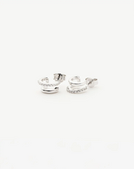 Classic Double Huggies | Sterling Silver/Cubic Zirconia