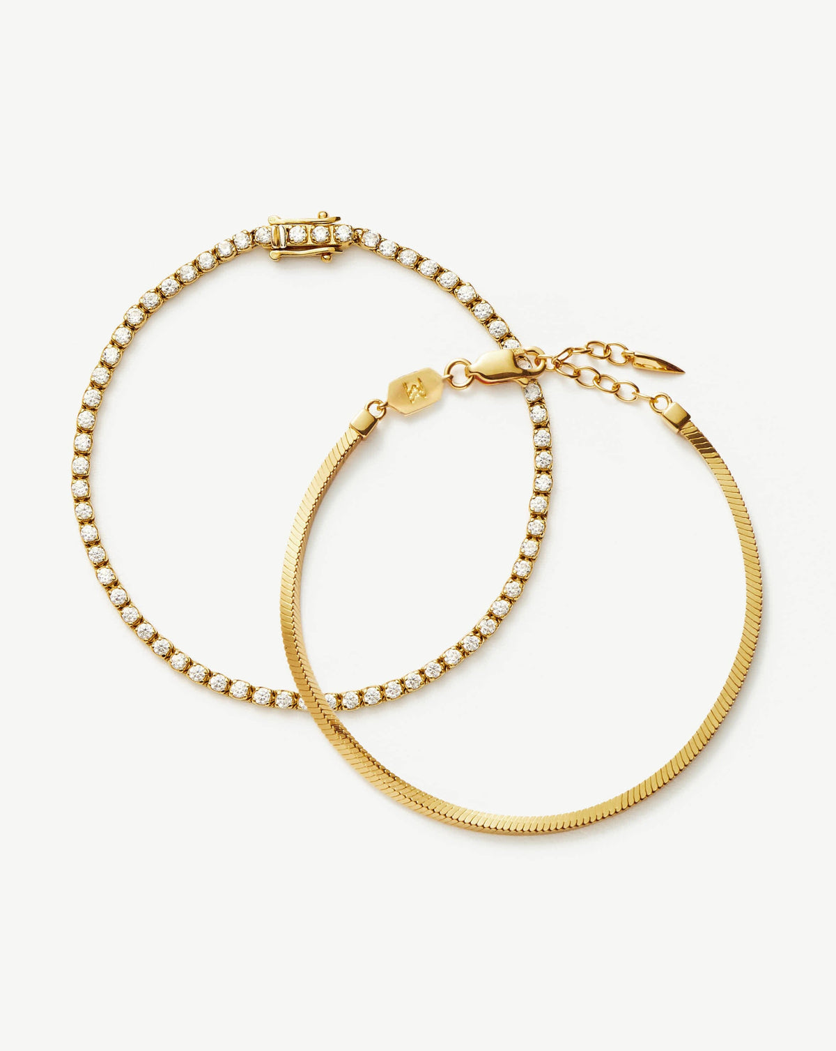Classic Tennis & Snake Chain Bracelet Set | 18k Gold Vermeil