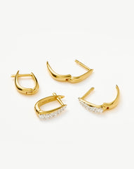 Claw Pave Huggies Earring Set | 18k Gold Vermeil/Pavé