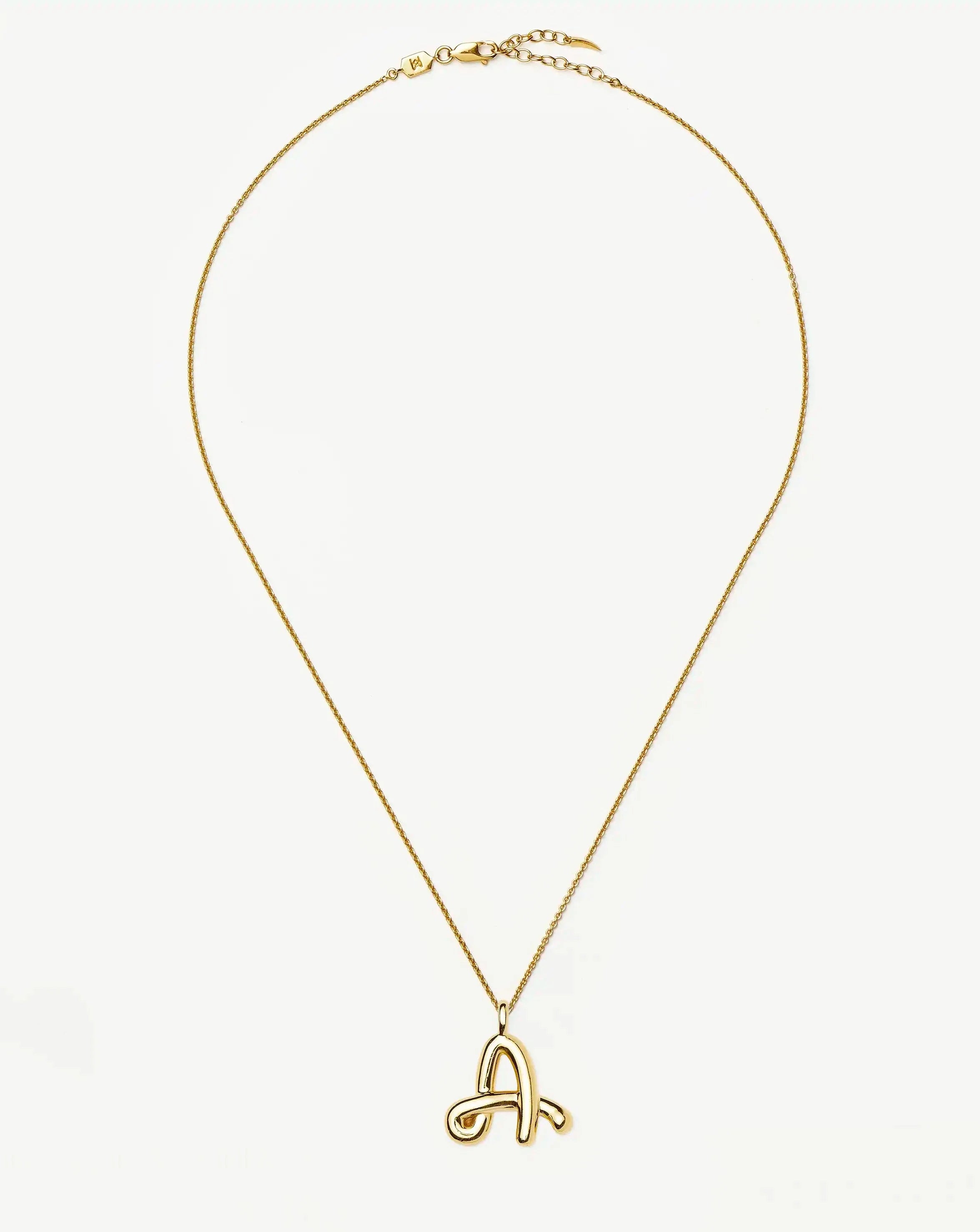 Curly Molten Initial Pendant Necklace  - Initial A | 18k Gold Vermeil