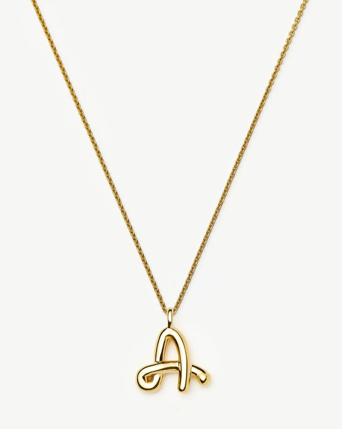 Curly Molten Initial Pendant Necklace  - Initial A | 18k Gold Vermeil