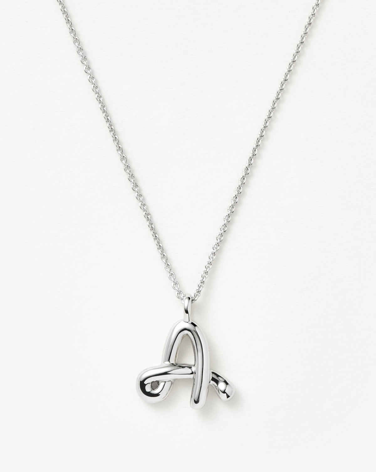 Curly Molten Initial Pendant Necklace - Initial A | Sterling Silver