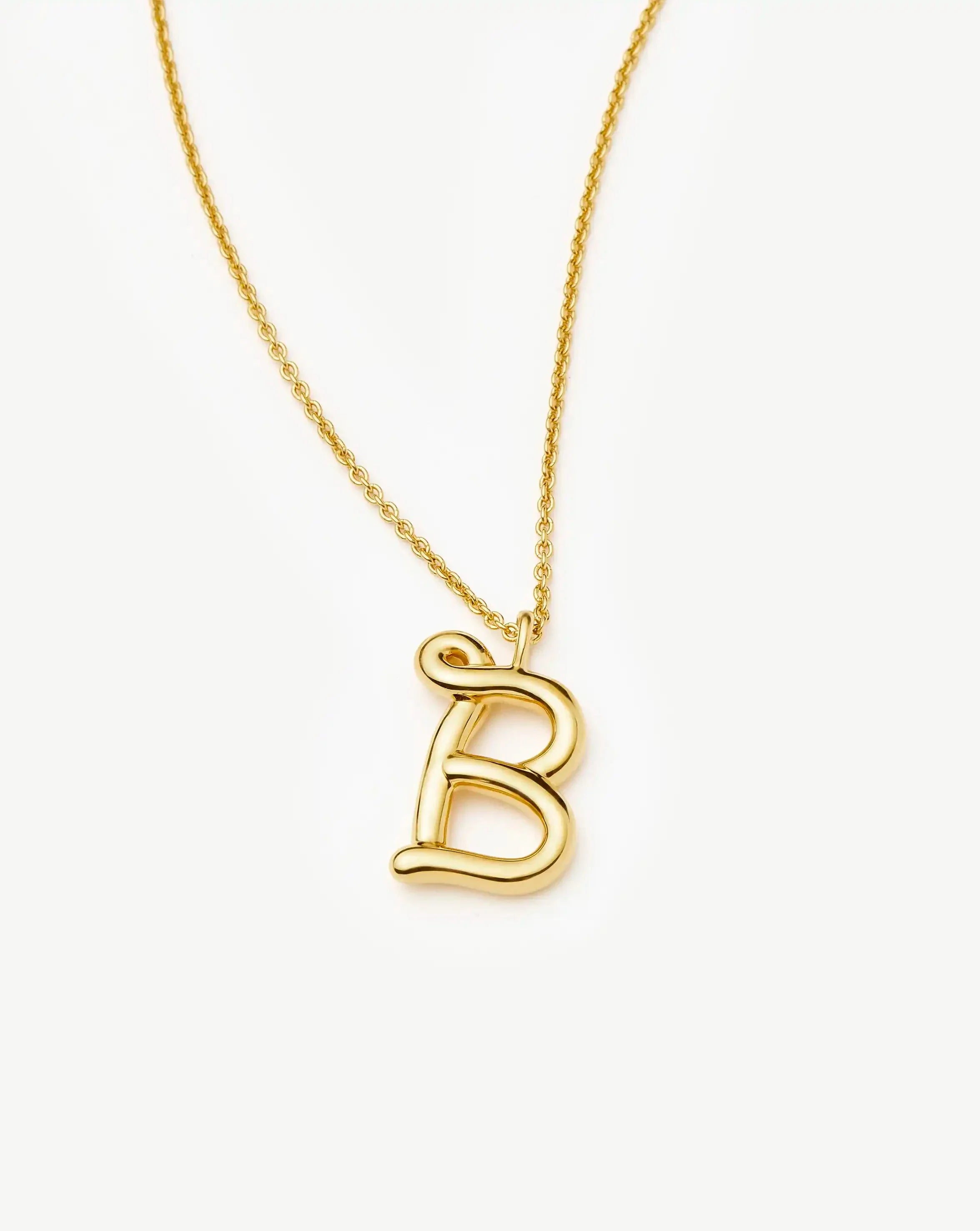 Curly Molten Initial Pendant Necklace - Initial B | 18k Gold Vermeil