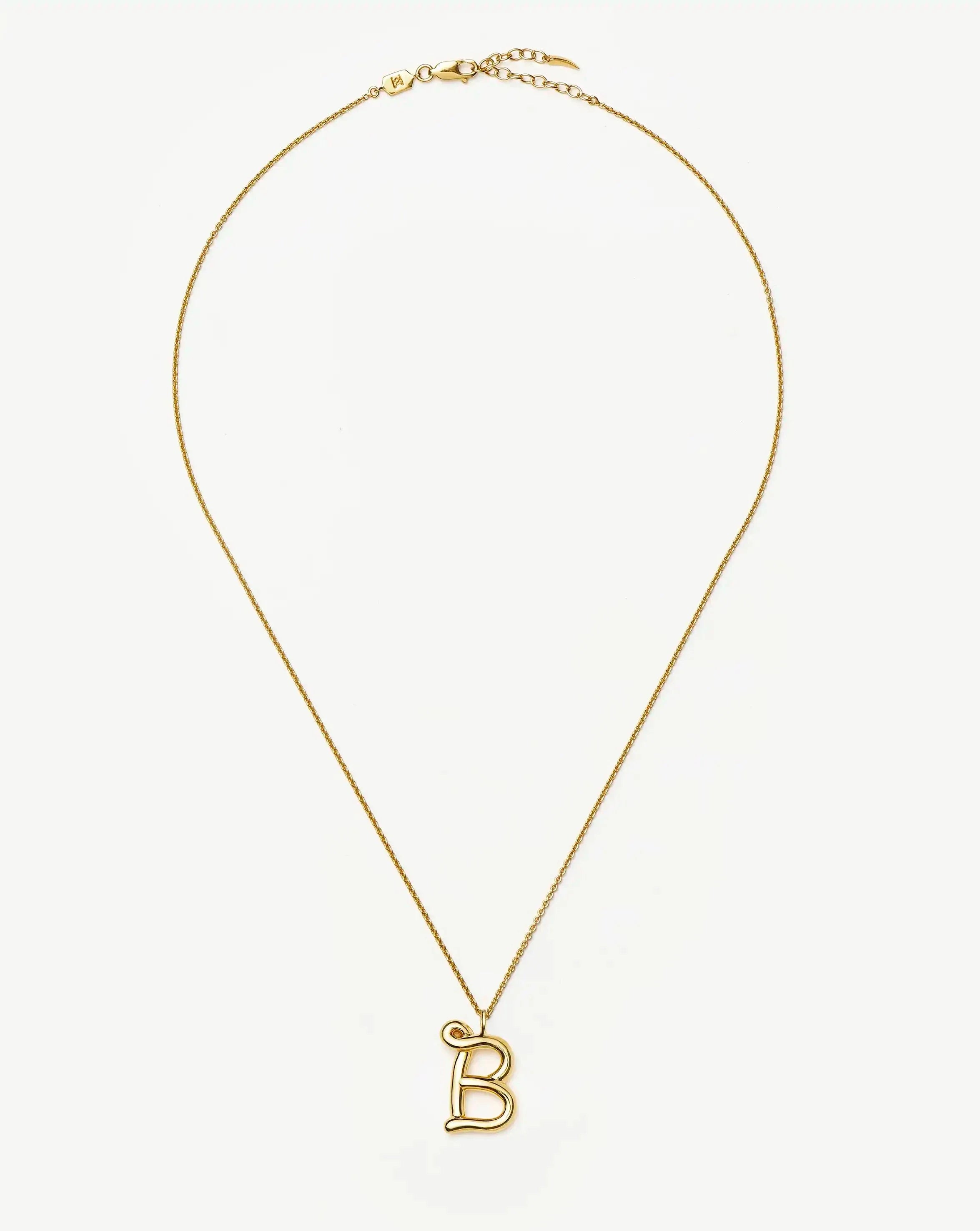 Curly Molten Initial Pendant Necklace - Initial B | 18k Gold Vermeil