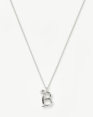 Curly Molten Initial Pendant Necklace - Initial B | Sterling Silver