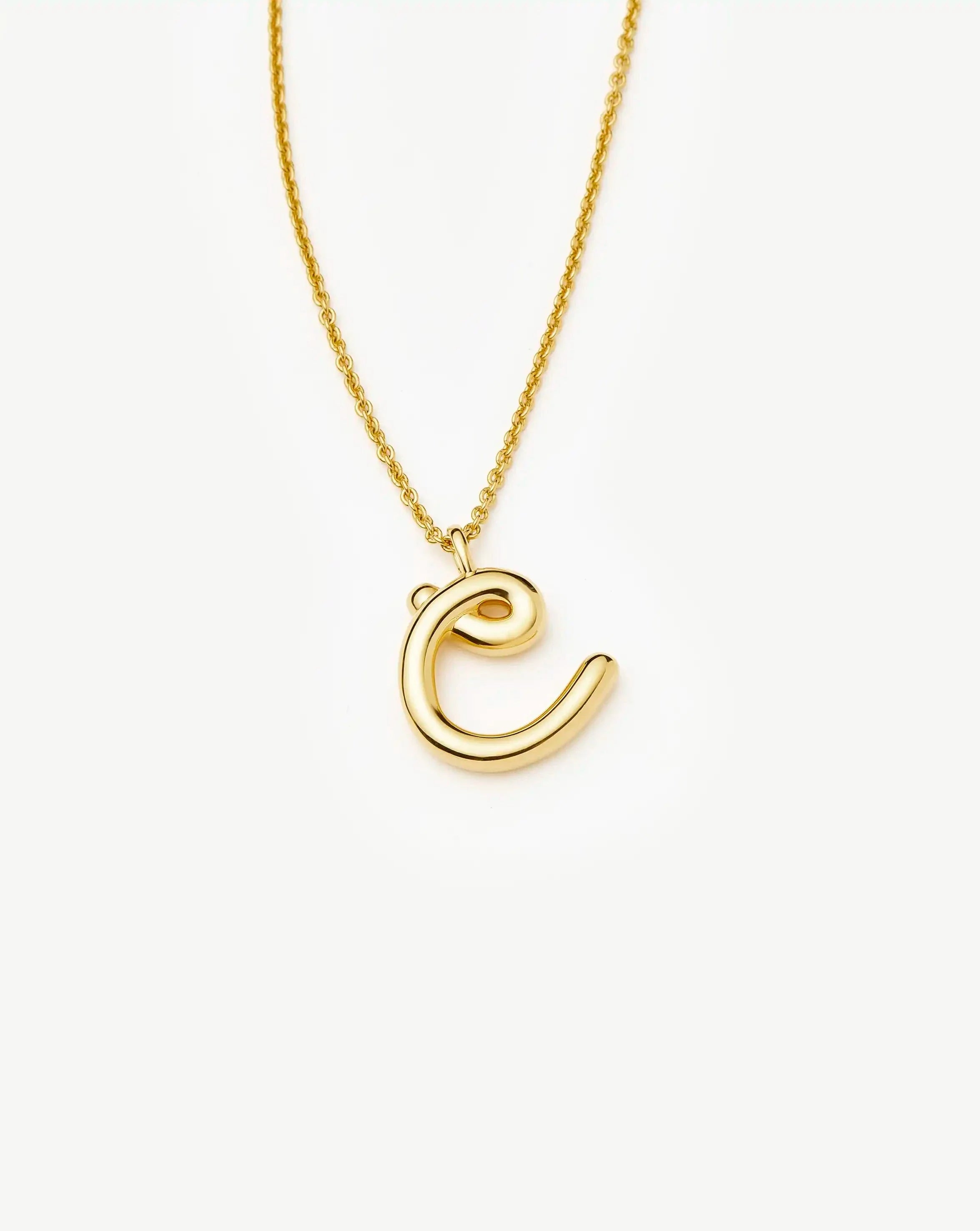 Curly Molten Initial Pendant Necklace - Initial C | 18k Gold Vermeil