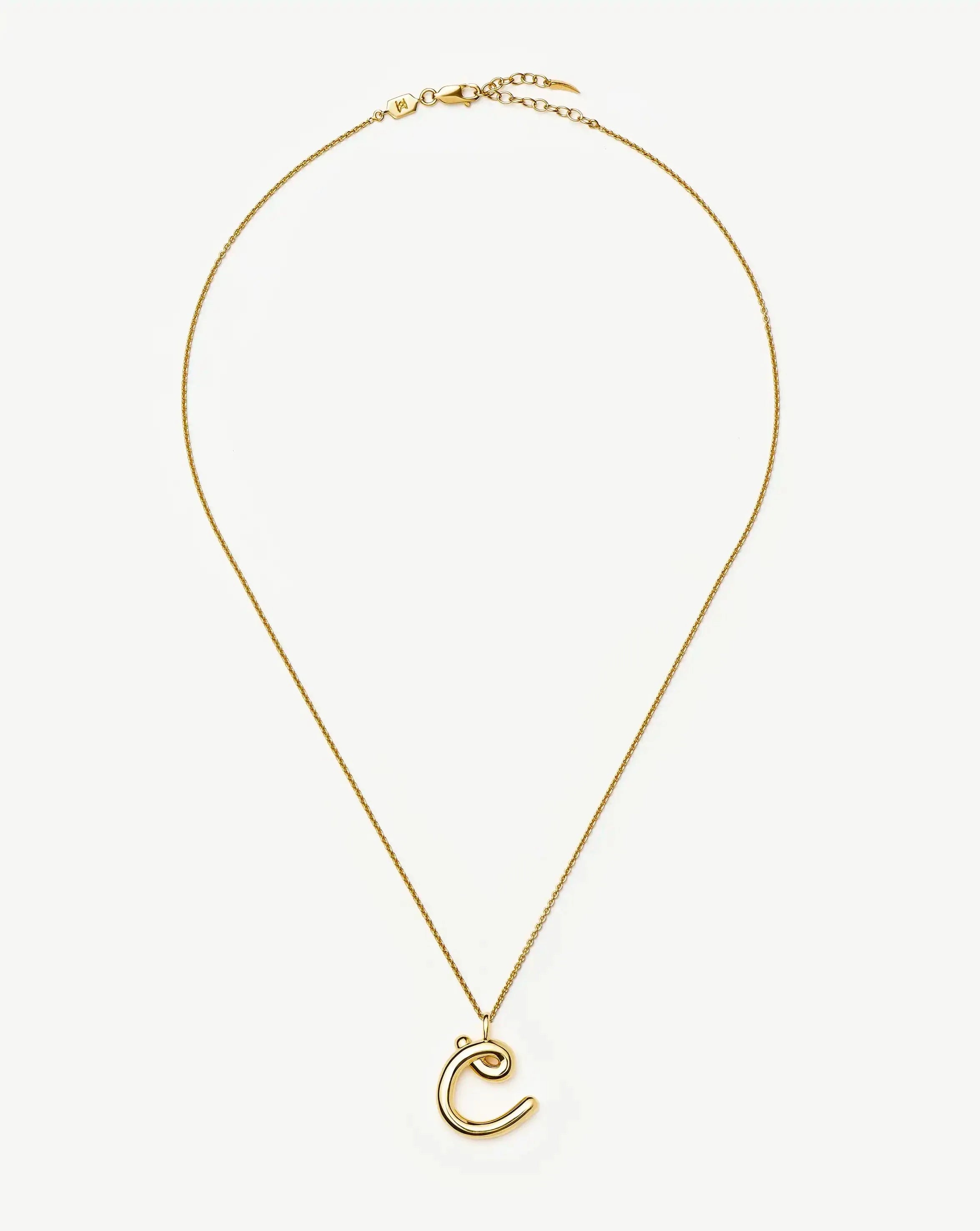 Curly Molten Initial Pendant Necklace - Initial C | 18k Gold Vermeil