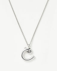 Curly Molten Initial Pendant Necklace - Initial C | Sterling Silver
