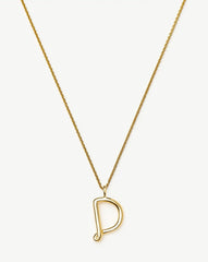 Curly Molten Initial Pendant Necklace - Initial D | 18k Gold Vermeil