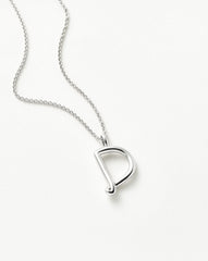 Curly Molten Initial Pendant Necklace - Initial D | Sterling Silver