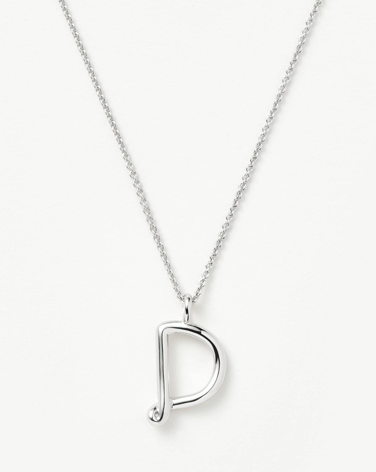 Curly Molten Initial Pendant Necklace - Initial D | Sterling Silver