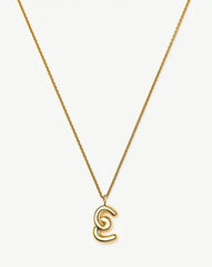 Curly Molten Initial Pendant Necklace - Initial E | 18k Gold Vermeil