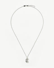Curly Molten Initial Pendant Necklace - Initial E | Sterling Silver