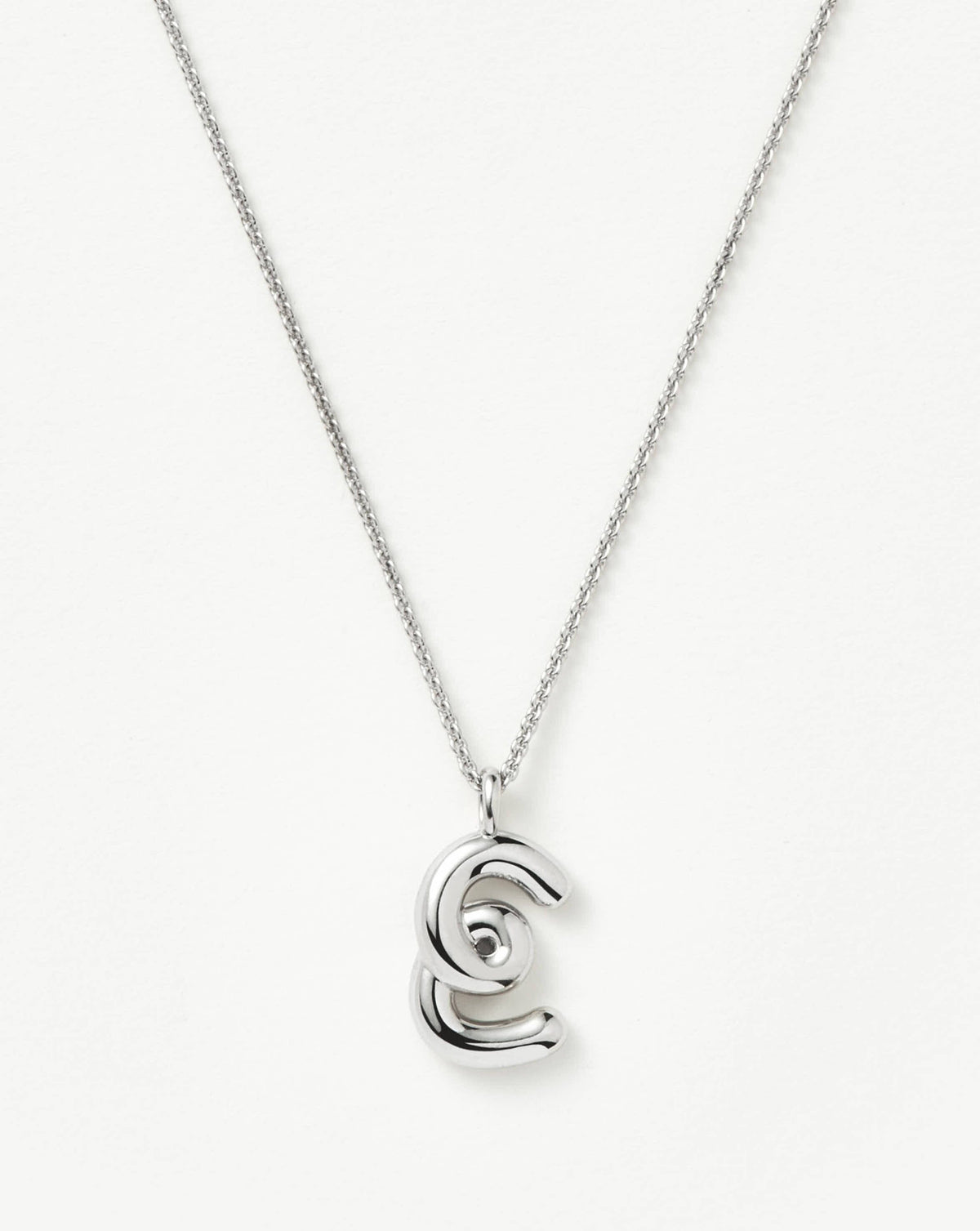 Curly Molten Initial Pendant Necklace - Initial E | Sterling Silver