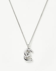 Curly Molten Initial Pendant Necklace - Initial E | Sterling Silver
